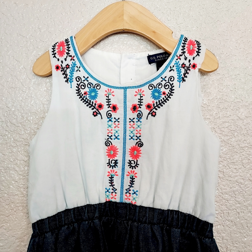 ⭐️5/$20 U.S. Polo Assn Embroidered Chambray Dress Size 5 - Picture 2 of 6